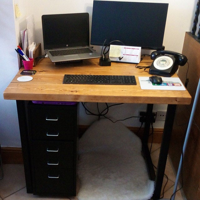 Rustic office desk - Box frame legs Desks masterplank-shop   
