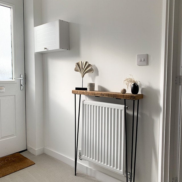 Rustic Console Radiator Table Buy Rustic RADIATOR shelf /console table with hairpin legs – Masterplank UK