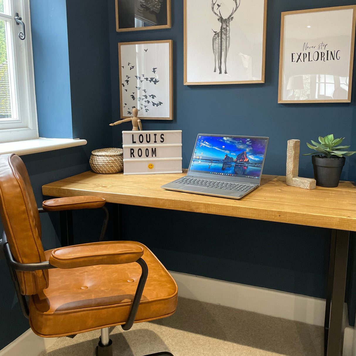 Rustic office desk - Box frame legs Desks masterplank-shop   