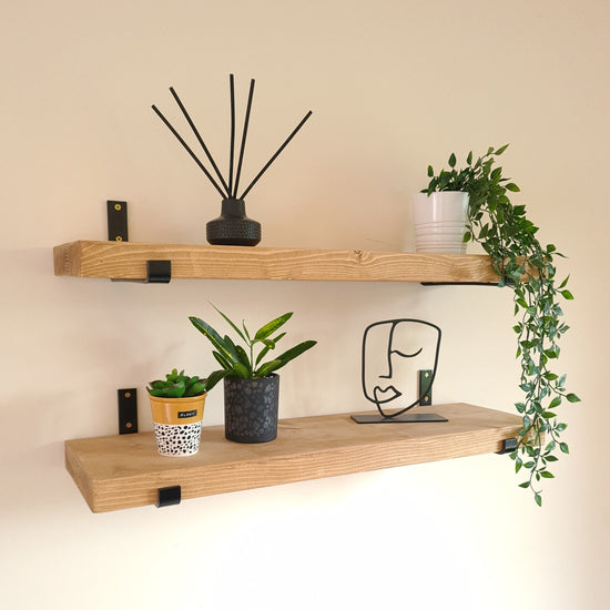 Pair of Rustic Wooden Shelves handcrafted in the UK – Masterplank UK