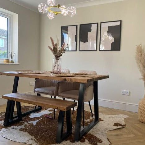 Rustic Dining Table Set - Thick Trapezium Legs Tables masterplank-shop   