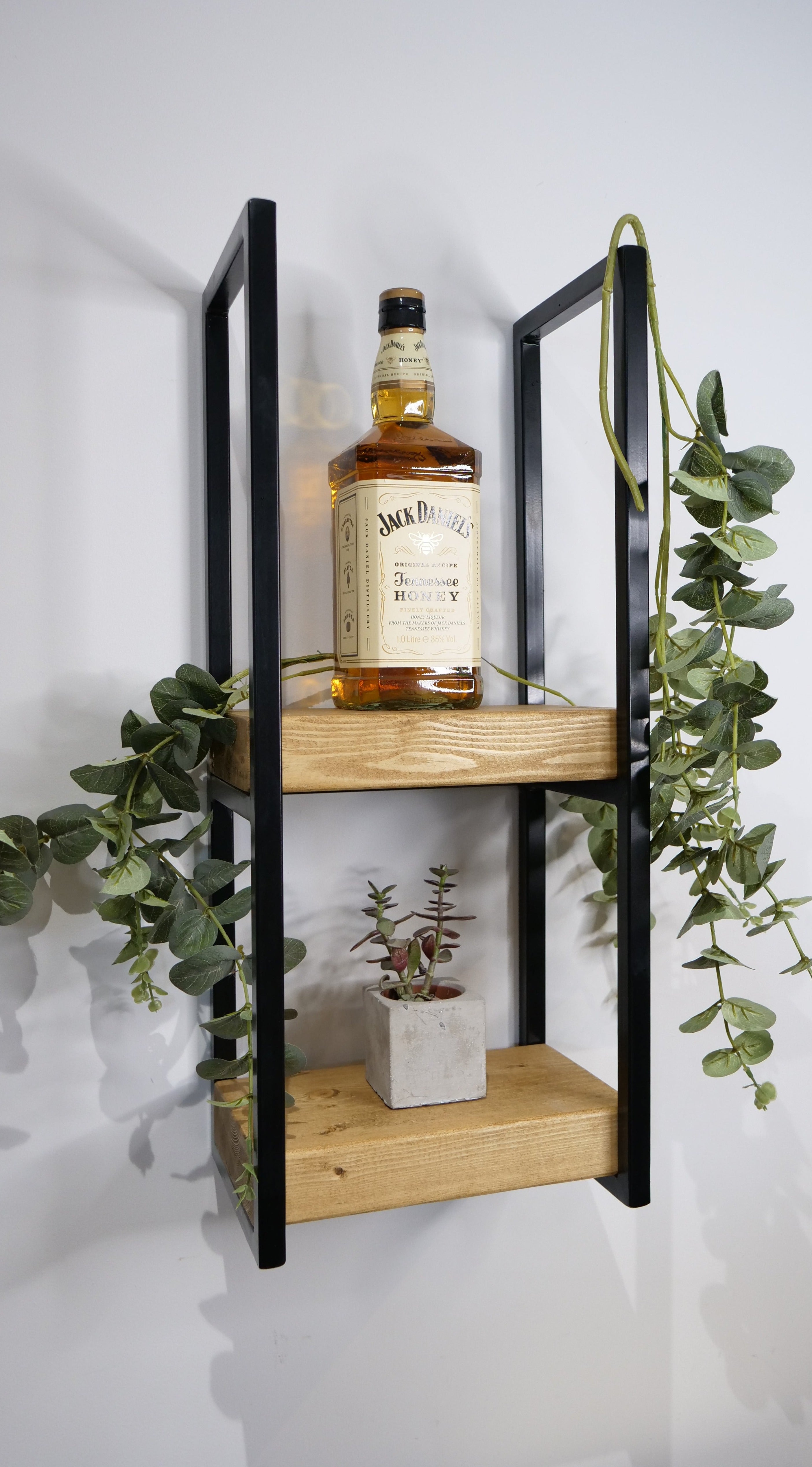 Rustic Two Tier Hanging Wall Shelving Unit Decor Shelves   
