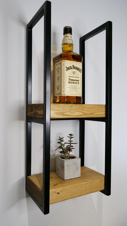 Rustic Two Tier Hanging Wall Shelving Unit Decor Shelves   