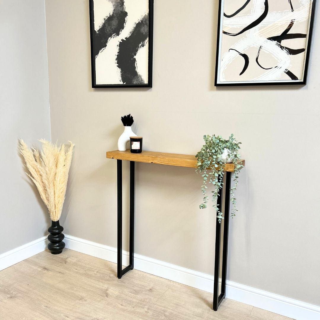 Joshua Rustic Wooden Radiator Shelf &amp; Entry Console Table handcrafted in the UK - Box legs Shelves masterplank-shop   