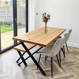 Rustic Dining Table Set - Cross Frame Tables masterplank-shop   